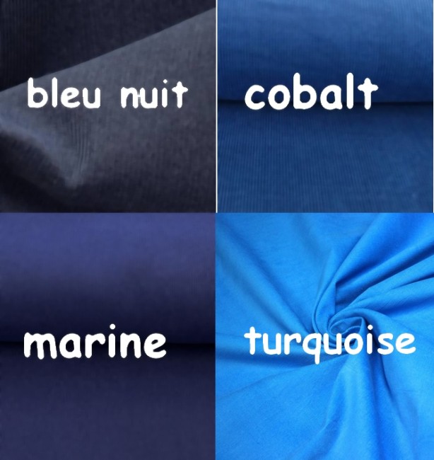 vue tissuthèque velours palette de bleus | 4pommes