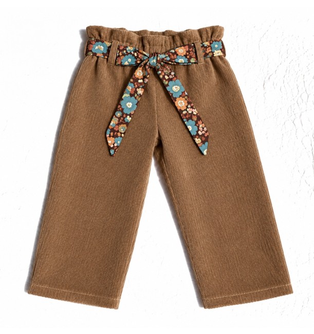 pantalon velours cappuccino ceinture amovible Liberty Betsy meadow -modèle Léon|4pommes