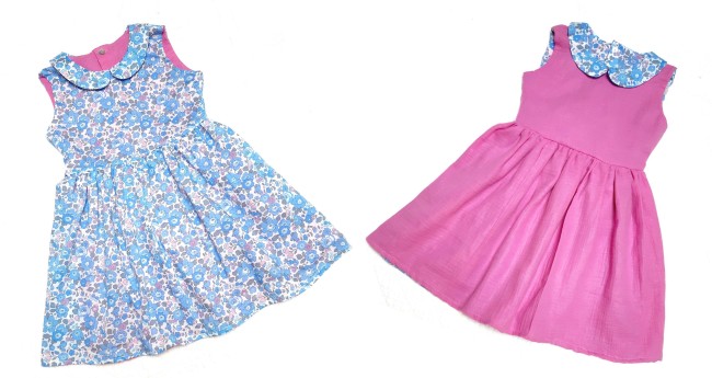 pile et face reversible Betsy layette double gaze scintillante fuchsia devant