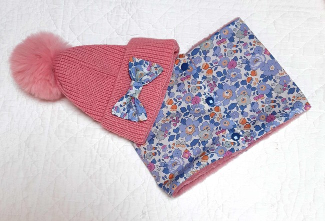 ensemble bonnet et snood Liberty Betsy lavender|4pommes