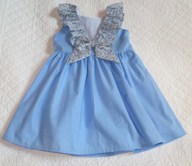 vue dos robe Pauline bleue coton Liberty Eloise|4pommes