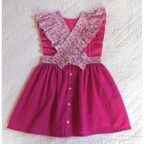 robe tablier Betsy neon violet jupe plumetis fuchsia