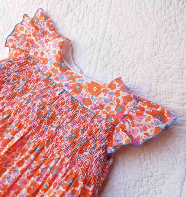 vue smocks robe Sidonie smocks Liberty Betsy clémentine taille 4ans en stock|4pommes