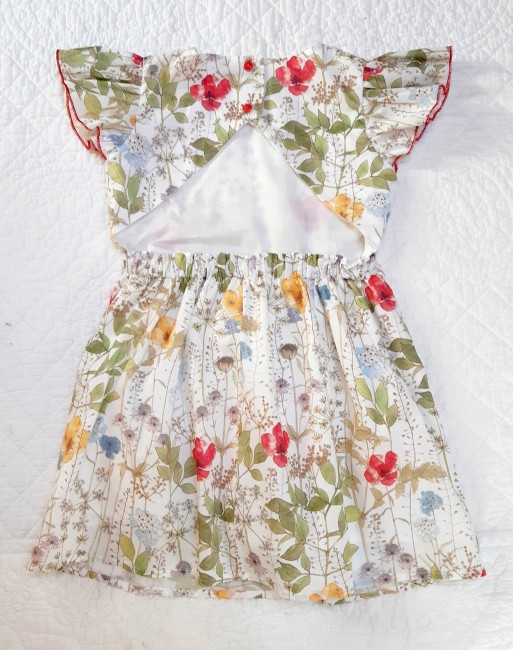 vue dos nu robe Amelie petits volants aux épaules Liberty Irma|4pommes