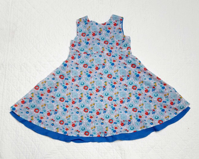 devant  robe Scarlett Liberty Betsy orange bleue double gaze bleu cobalt irisé|4pommes