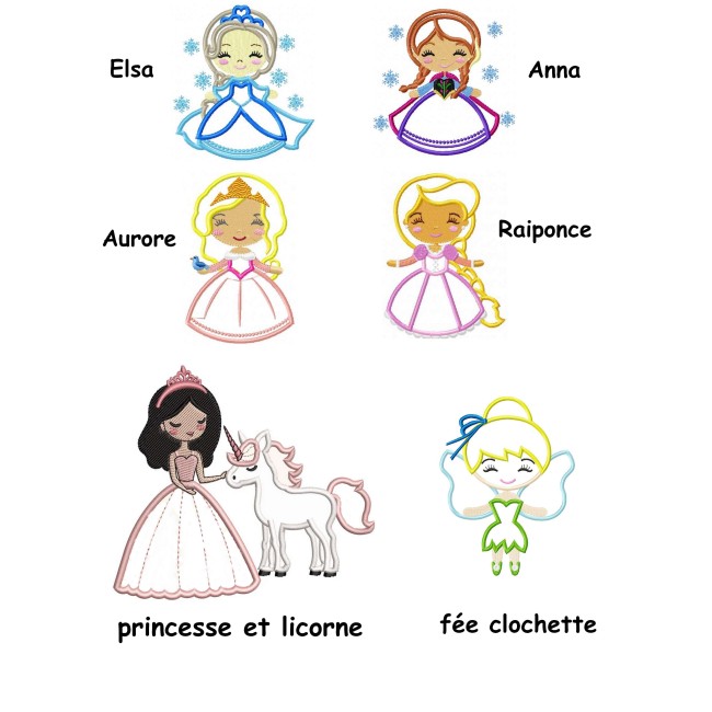 appliqués Liberty thème princesses