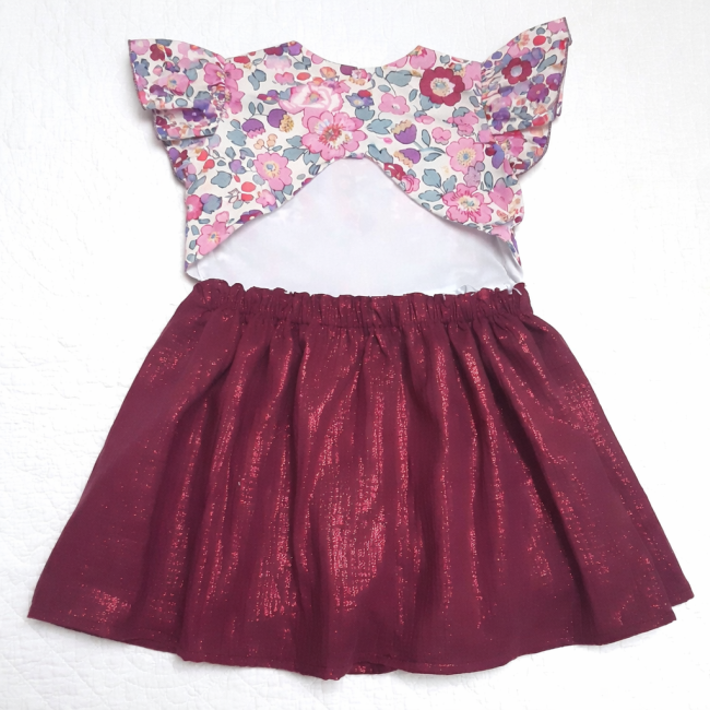 vue dos robe Amelie Betsy petale irirse double gaze framboise irise | 4pommes
