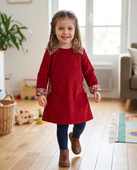vue sur petite fille robe velours rouge détails Liberty Betsy christmas|4pommes