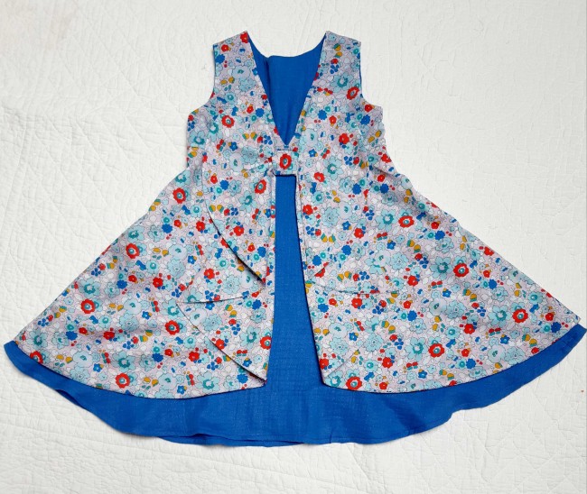 vue dos robe Scarlett Liberty Betsy orange bleue double gaze bleu cobalt irisé|4pommes