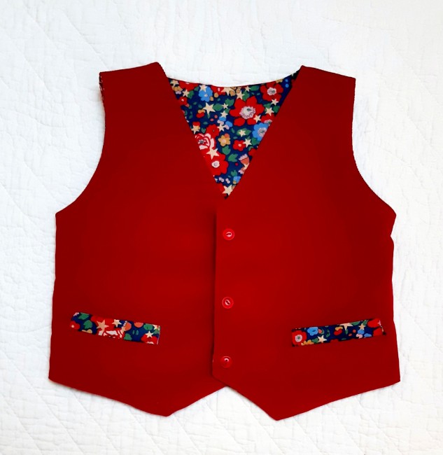 veston gilet cérémonie reversible velours rouge Betsy star marine côté velours