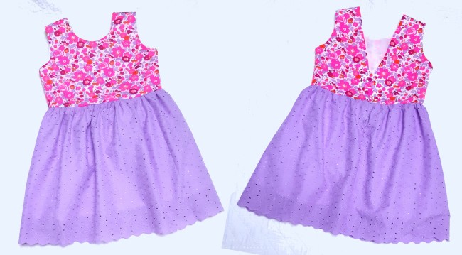 vue devant et dos robe Liberty Betsy grenadine jupe rouge | 4pommes