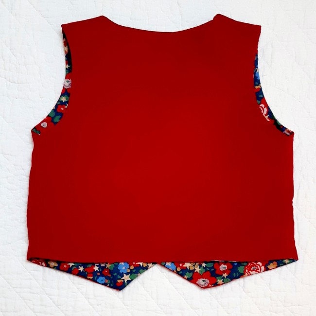 veston gilet cérémonie reversible velours rouge Betsy star marine côté velours dos