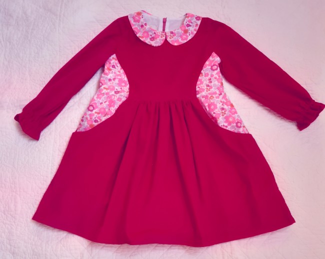 vue devant robe patricia velours framboise Liberty Betsy cassis|4pommes