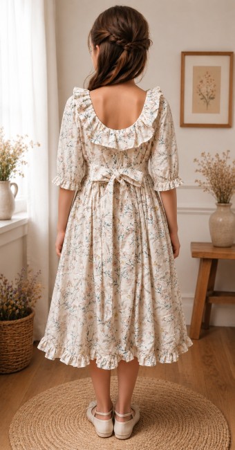 vue dos sur jeune fille robe Victoria  Liberty Downshire hill | 4pommes