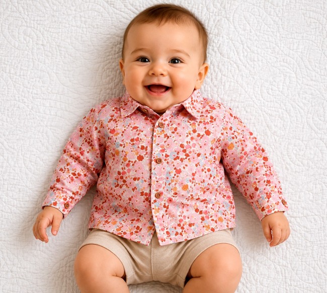 vue sur bébé chemise manches longues Liberty Betsy écureuil|4pommes