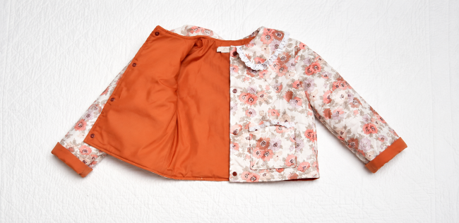 veste matelassée ouverte Liberty Madeleine fluo doublure fauve|4pommes
