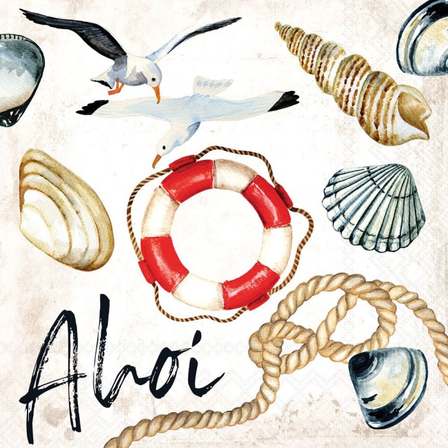 2 serviettes en papier découpage collage 33 cm LA MARINE MIX