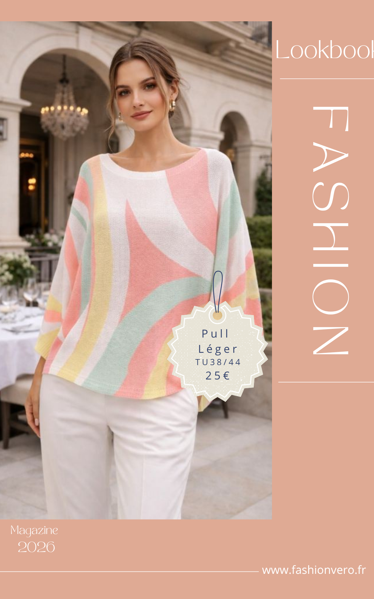 Pull léger imprimé couleur
