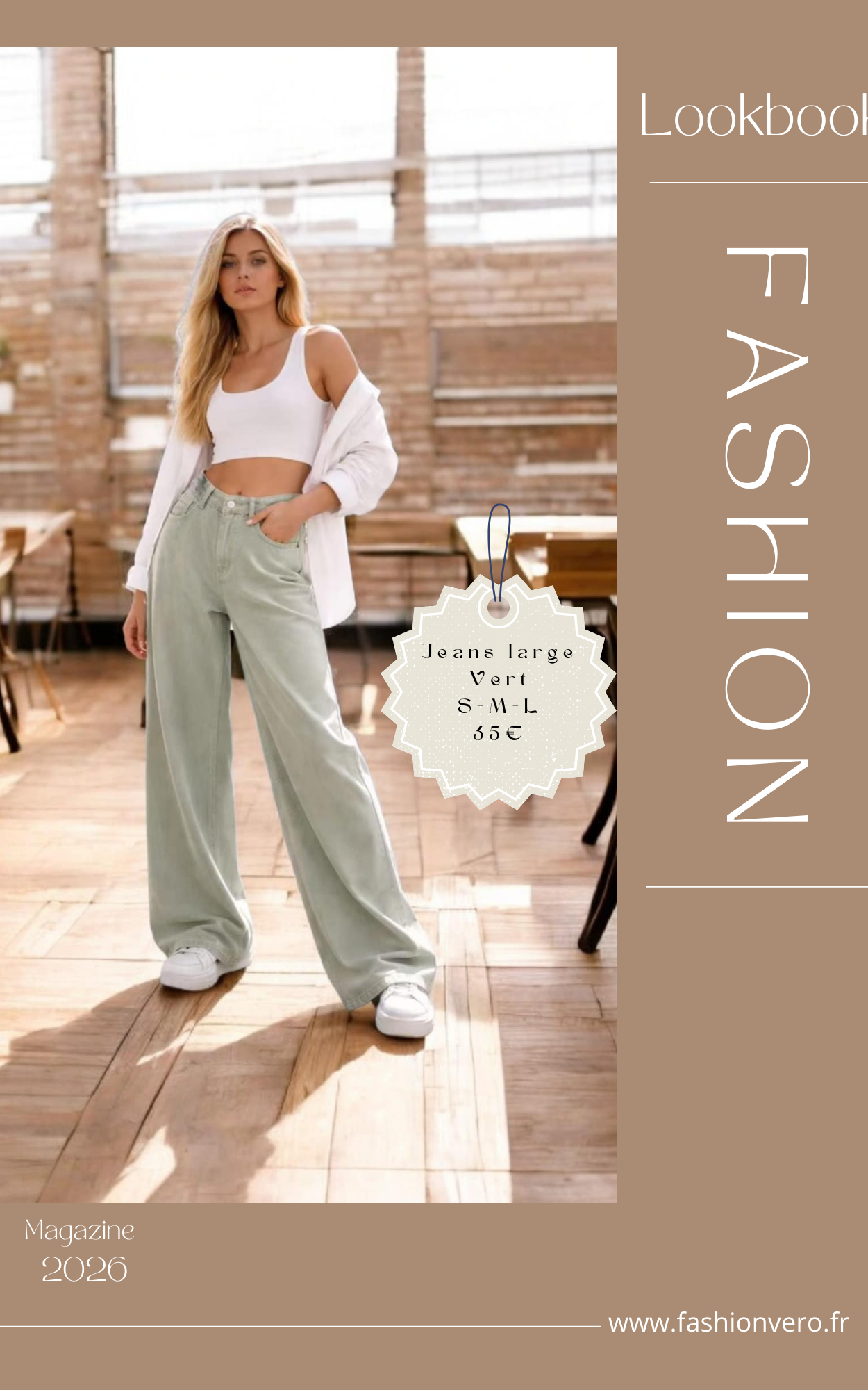 Jeans large vert MOCHY