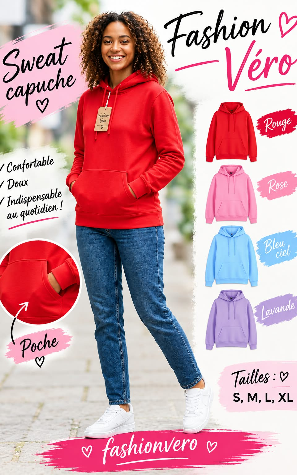 Sweat à capuche poche