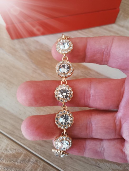 Bracelet ajustable ronde de strass blanc