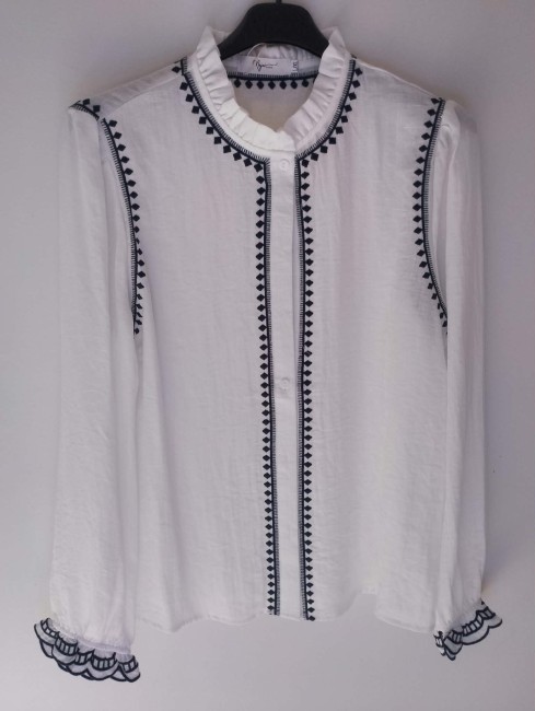 Chemise blanche brodés marine 