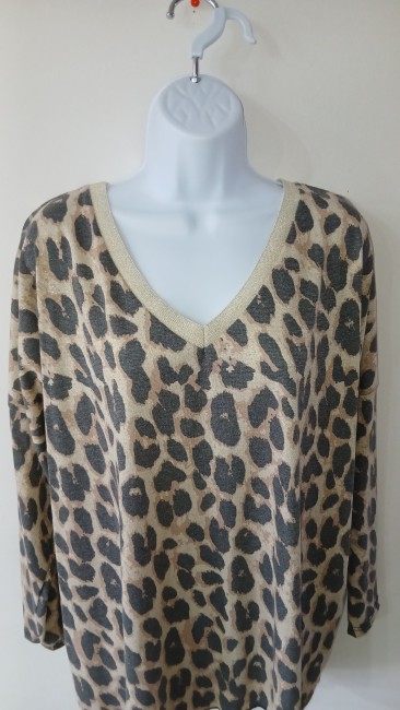 Pull imprimé léopard lurex