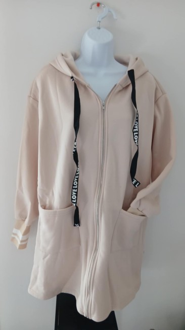 Veste longue polaire beige