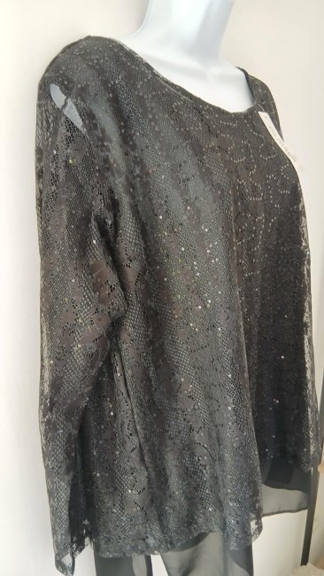 Blouse noir dentelle & sequins