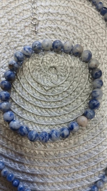 Ensemble collier et bracelet en pierre sodalite