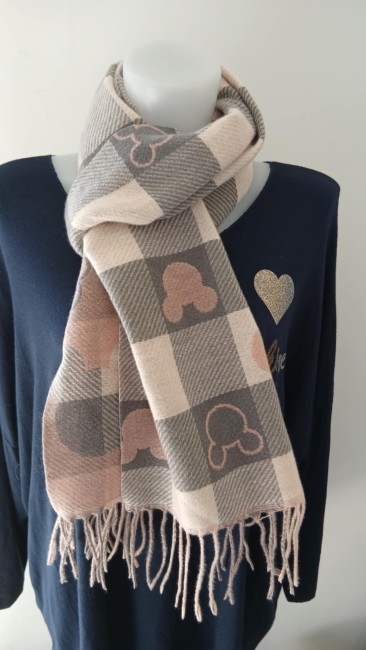 Echarpe à carreaux motif tête de Mickey