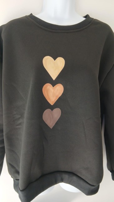 Sweat shirt motif coeur marron