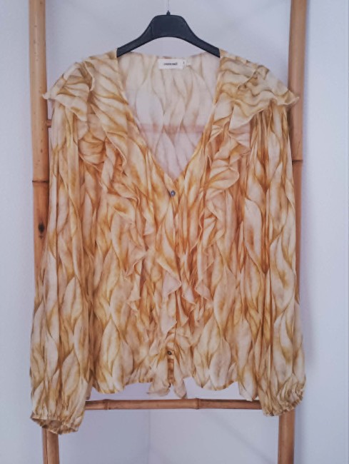 Chemisier volanté beige doré/camel
