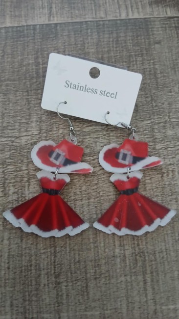 Boucles d'oreilles de Noël en acrylique 2D