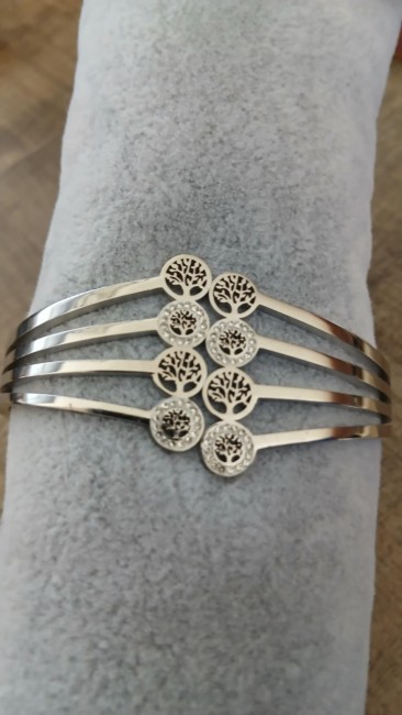 Bracelet en acier inoxydable avec motif arbre de vie