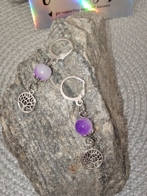 Boucles d'oreilles pendantes arbre de vie