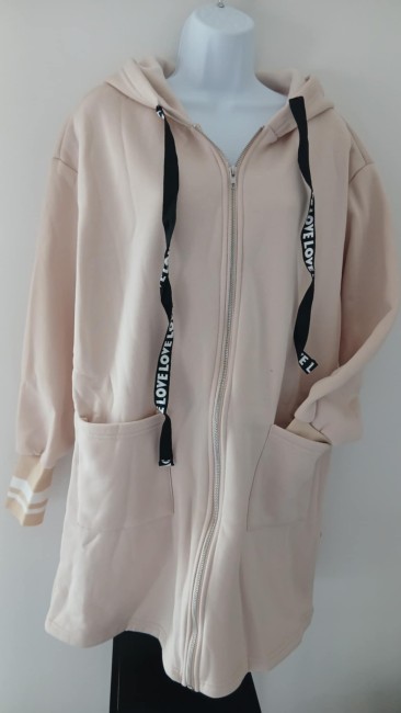 Veste longue polaire beige