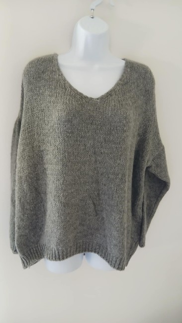 Pull col V gris tout doux