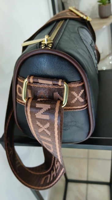 Sac épaule noir motif floral