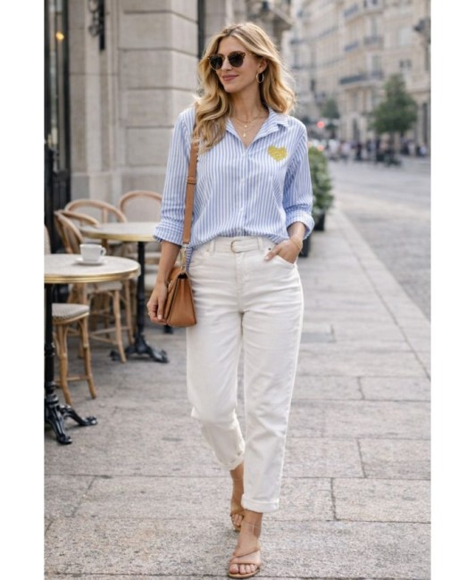 Chemise rayée avec Coeur 