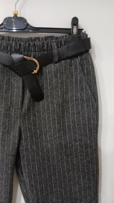 Pantalon à rayures gris chiné 