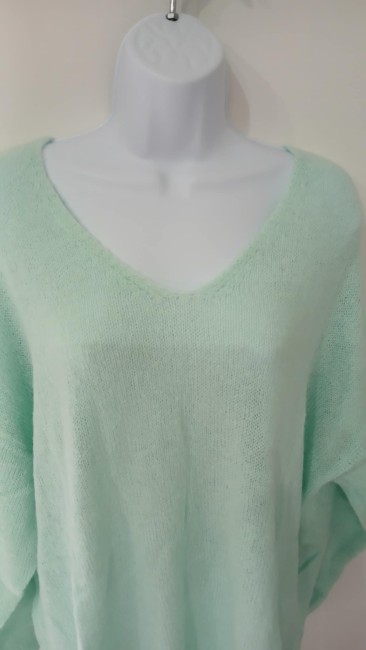 Pull léger uni oversize vert d'eau