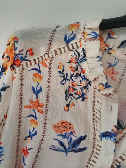 Chemise print en coton manches longues