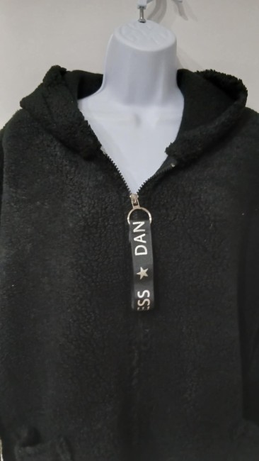 Veste laine capuche noir