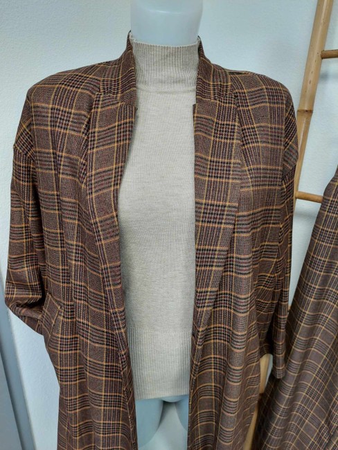 Veste longue carreaux Miya