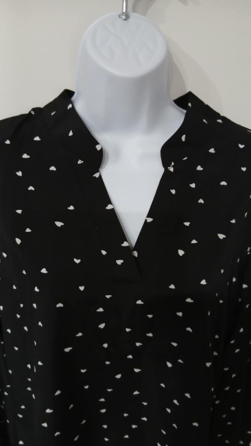 Chemise  noire imprimé Cœur