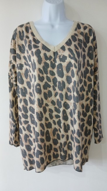 Pull imprimé léopard lurex