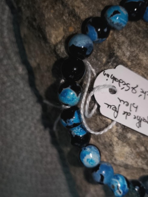 Bracelet en agate de feu bleue 8mm