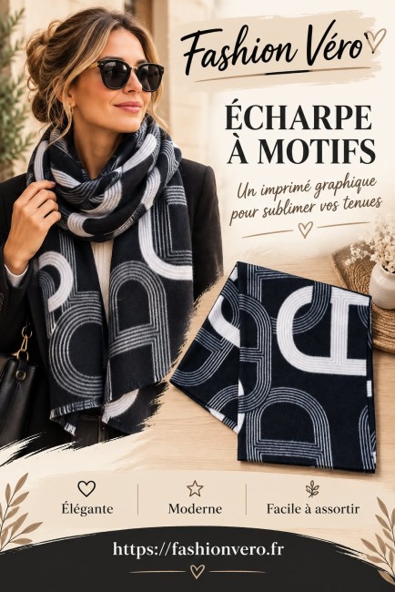 Écharpe imprimé géométrique rond - Femme