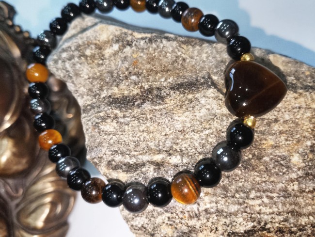 Bracelet Chakra coeurs et perles 6mm